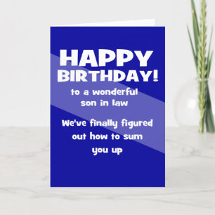funny son in law happy birthday letterpress thank you card