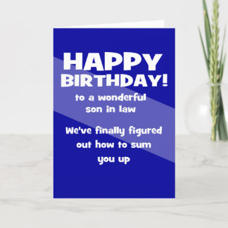 funny son in law happy birthday thank you card