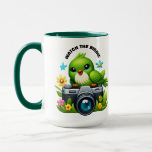 Funny Songbird Sitting on a Camera Mug