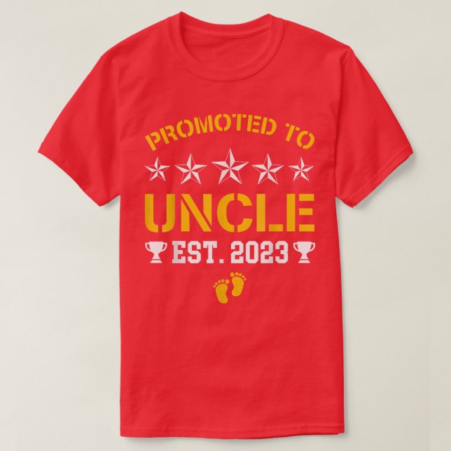 Funny Soon To Be Uncle 2023 Awesome Promoted To Un T-Shirt (Design Front)