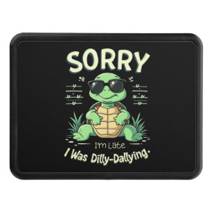 Funny Sorry I’m Late Turtle with Retro Aesthetic Hitch Cover