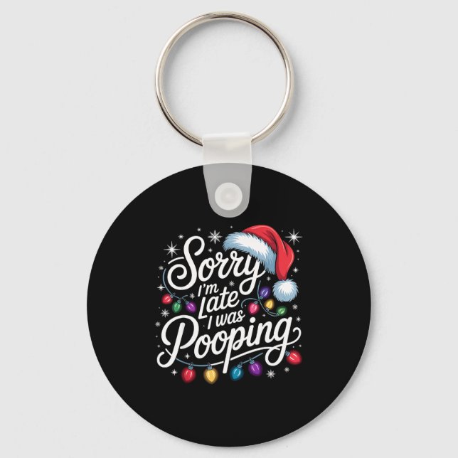Funny Sorry I'm Late I Was Ong Xmas Lights Red San Keychain (Front)