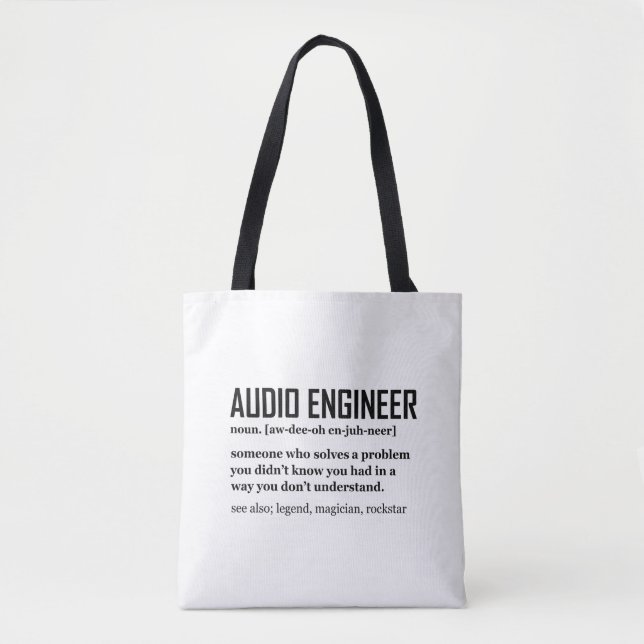 Funny Sound Engineer Audio Engineering Definition Tote Bag (Front)