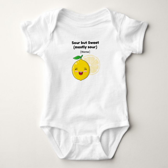 Funny "Sour but Sweet" Lemon Baby Shirt (Front)