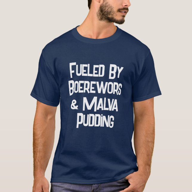 Funny South African Fueled By Boerwors Men’s T-Shirt (Front)