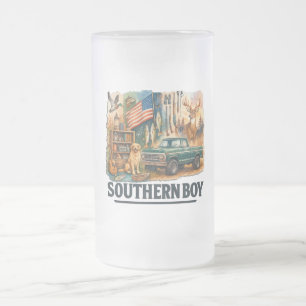 Funny Southern Boy Frosted Glass Beer Mug
