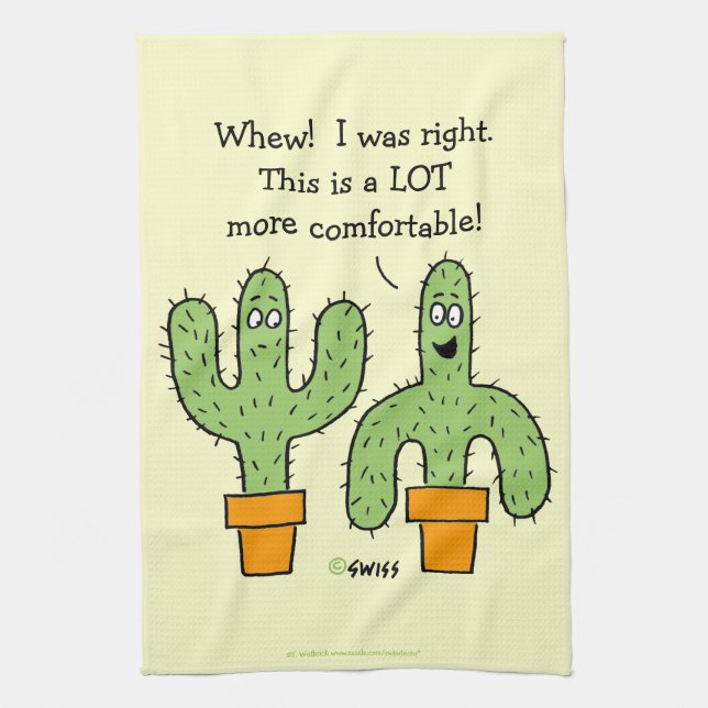 Funny Southwest Desert Cactus Cartoon Kitchen Kitchen Towel (Vertical)