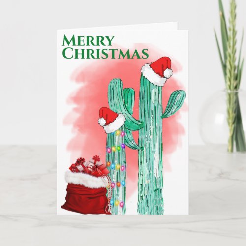 Funny Southwest Merry Christmas Saguaro Cactus Holiday Card
