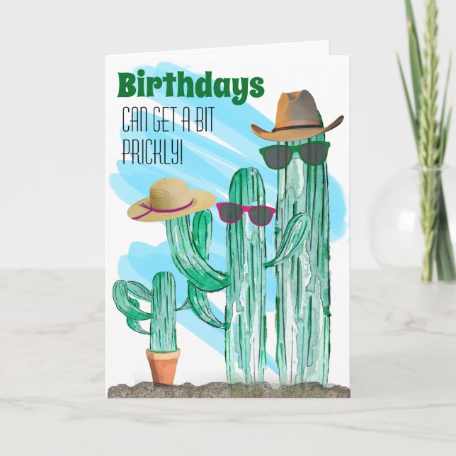 Funny Southwest Watercolor Cactus Template (Front)