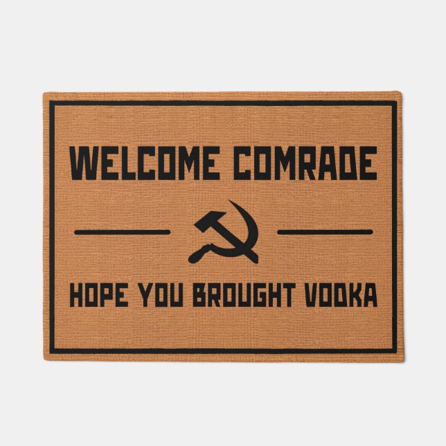 Funny Soviet USSR Cold War Humor Rustic Minimalist Doormat (Front)