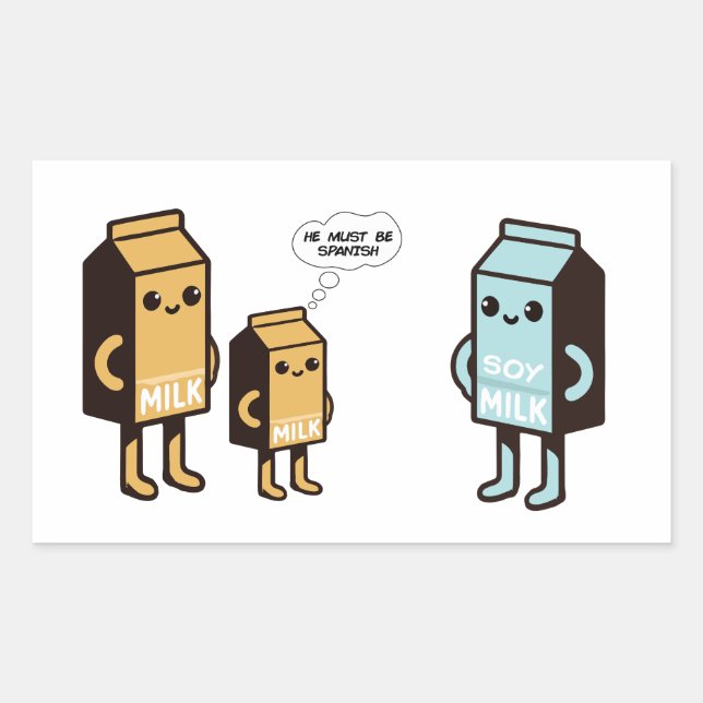 Funny Soy Milk Humor - Quirky Milk Carton Cartoon Rectangular Sticker (Front)