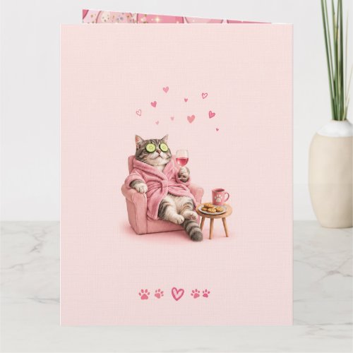 Funny Spa Cat Birthday Card