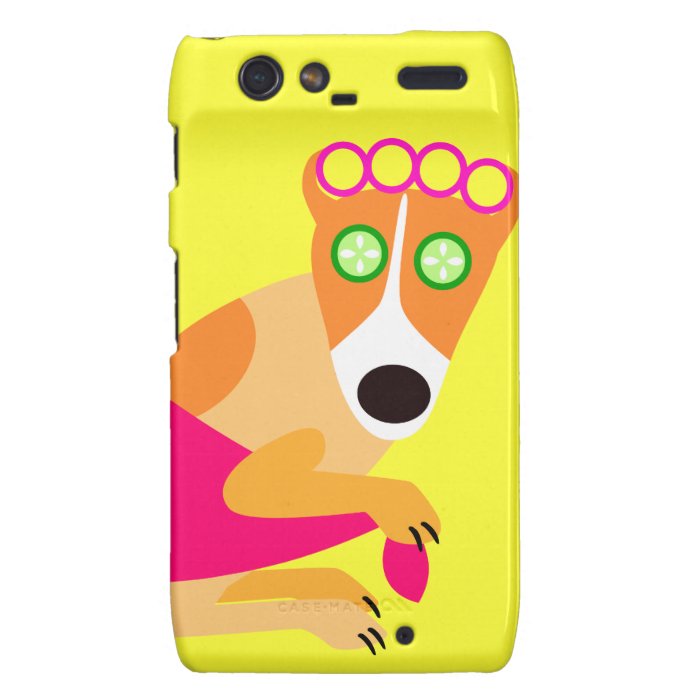 Funny Spa Dog in Curlers Droid RAZR Case