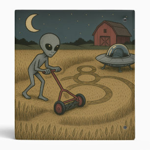 Funny space alien ufo crop circle science fiction 3 ring binder