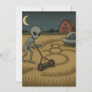 Funny space alien ufo crop circle science fiction  note card