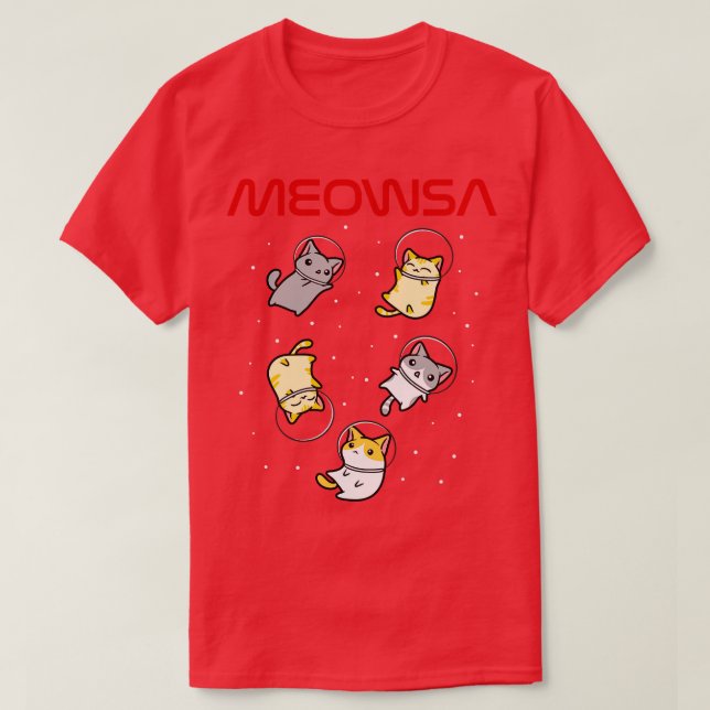 Funny Space Astronaut Cat Gifts Men Women Kids Cat T-Shirt (Design Front)