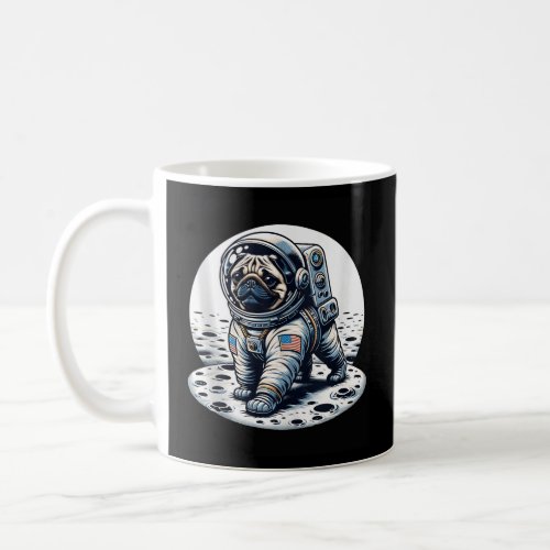 Funny Space Astronaut Pug Dog Walking On Moon Pupp Coffee Mug