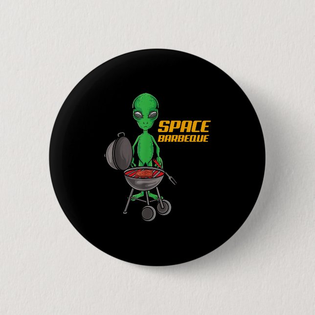 Funny Space Barbecue Alien Grill Chef Bbq _1  Button (Front)
