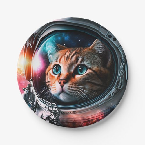 Funny Space Cat Astronaut Kitty Galaxy Universe Paper Plates