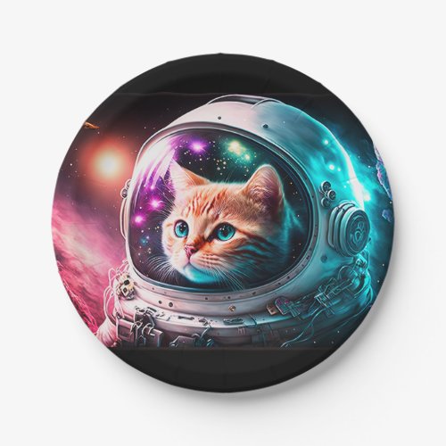 Funny Space Cat Astronaut Kitty Galaxy Universe Paper Plates