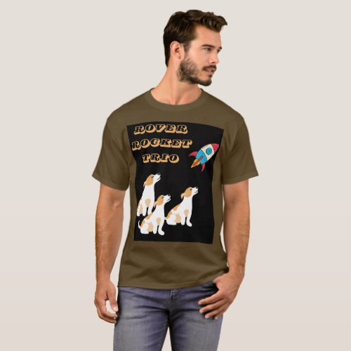 Funny Space Dogs And Rocket with Cosmic Dreams T_Shirt