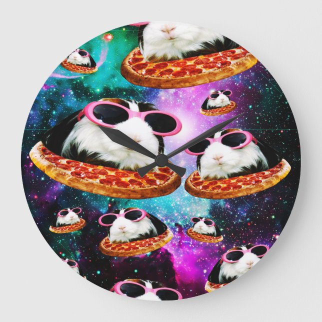 Funny space guinea pig large clock (Front)