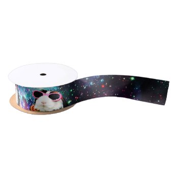 Funny Space Guinea Pig Satin Ribbon by jahwil at Zazzle
