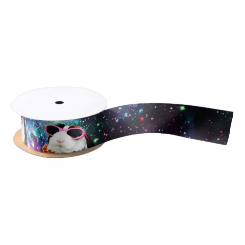 Funny space guinea pig satin ribbon