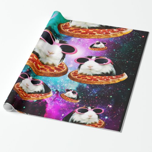Funny space guinea pig wrapping paper
