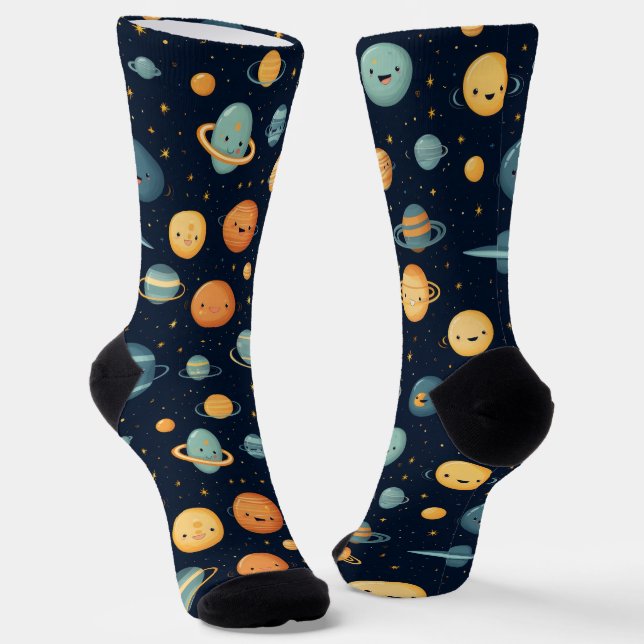 Funny Space Pattern Socks (Angled)