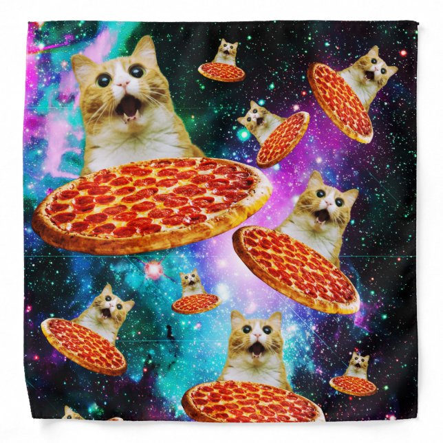 Funny space pizza cat bandana (Front)