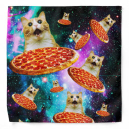 Funny space pizza cat bandana