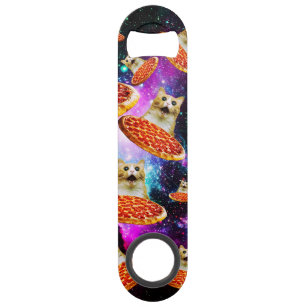Funny space pizza cat bar key