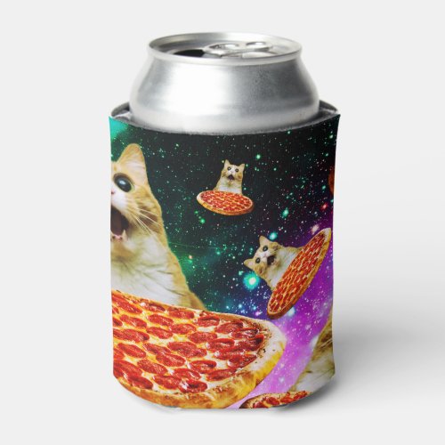 Funny space pizza cat can cooler