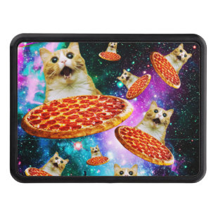 Funny space pizza cat hitch cover