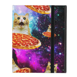 Funny space pizza cat iPad case