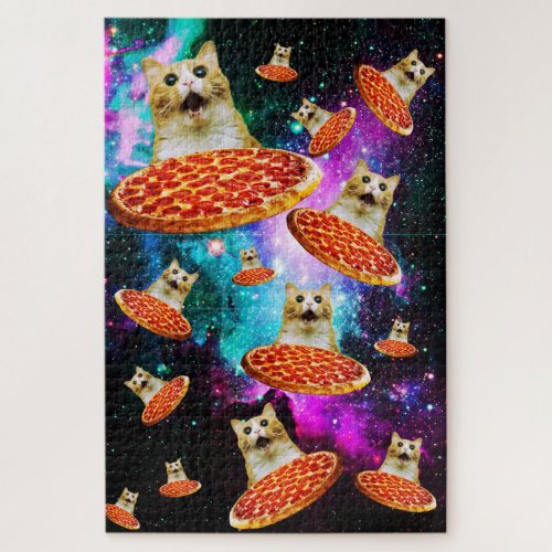 Funny space pizza cat jigsaw puzzle