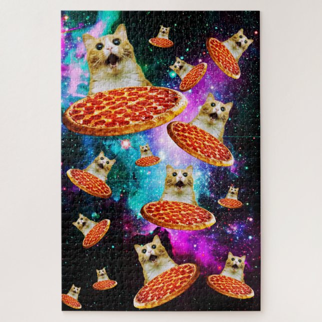 Funny space pizza cat jigsaw puzzle (Vertical)