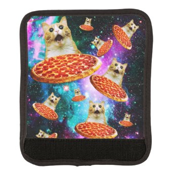 Funny Space Pizza Cat  Luggage Handle Wrap by jahwil at Zazzle