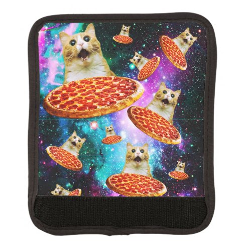 Funny space pizza cat  luggage handle wrap
