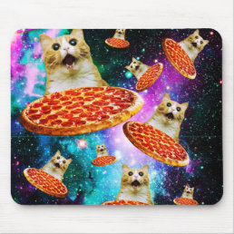 Funny space pizza cat mouse pad