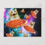 Funny space pizza cat postcard