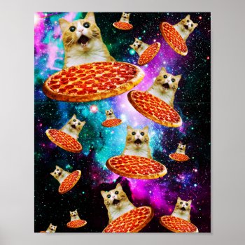 Funny Space Pizza Cat Poster by jahwil at Zazzle