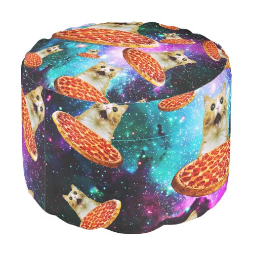 Funny space pizza cat pouf