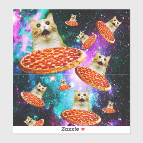 Funny space pizza cat sticker