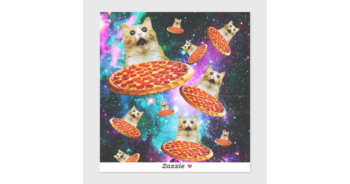 Galaxy Cat Pizza DJ Sticker Space Cat Sticker Funny Sticker 