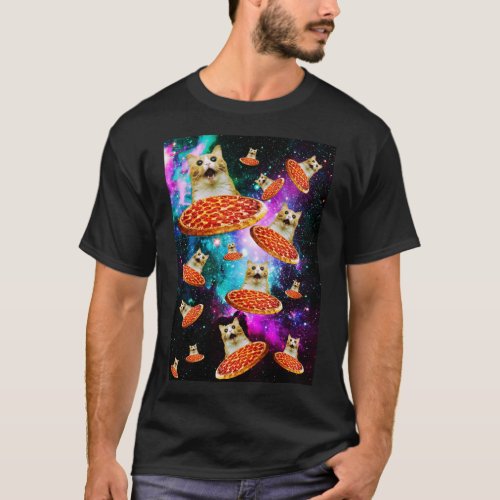 Funny space pizza cat T_Shirt