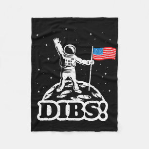 Funny Space Shirt Usa Astronaut Moon Flag Dibs Gif Fleece Blanket