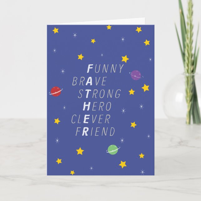 Funny Space Theme Father's Day Card (Front)