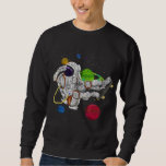 Funny Space Travel Planets Skateboarding Kids Astr Sweatshirt